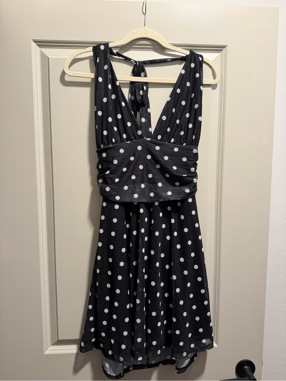 Black & White Polka Dot Halter Dress Size Large